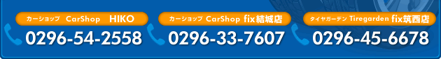 CarShop HIKO TELF0296-54-2558/CarShop fixX TELF0296-33-7607/Tiregarden fix}X TELF0296-45-6678